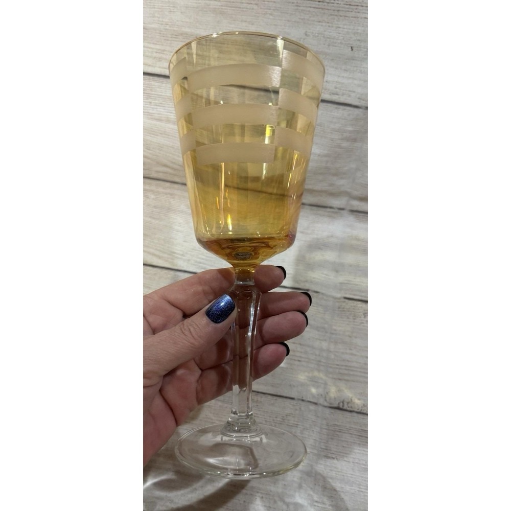 3 Vintage Cristalleria Fumo Amber Iridescent Wine Glasses Italy - Picture 8 of 8